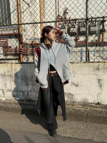 OVER HOOD KNIT ZIP UP